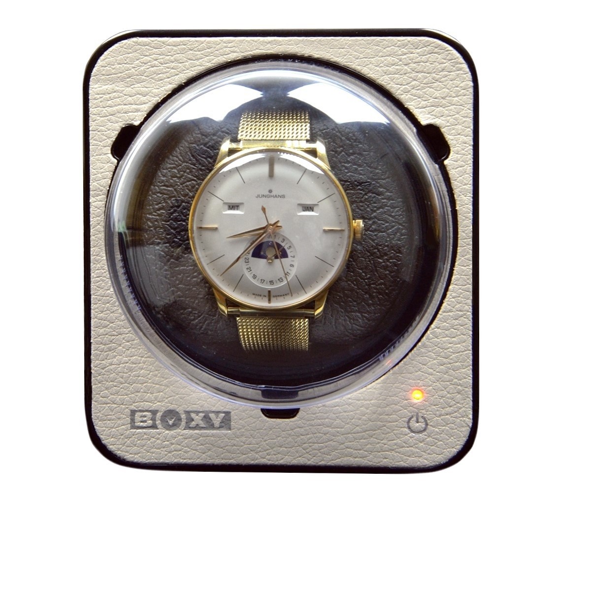 BOXY FANCY BRICK watch winder PU Leather cream