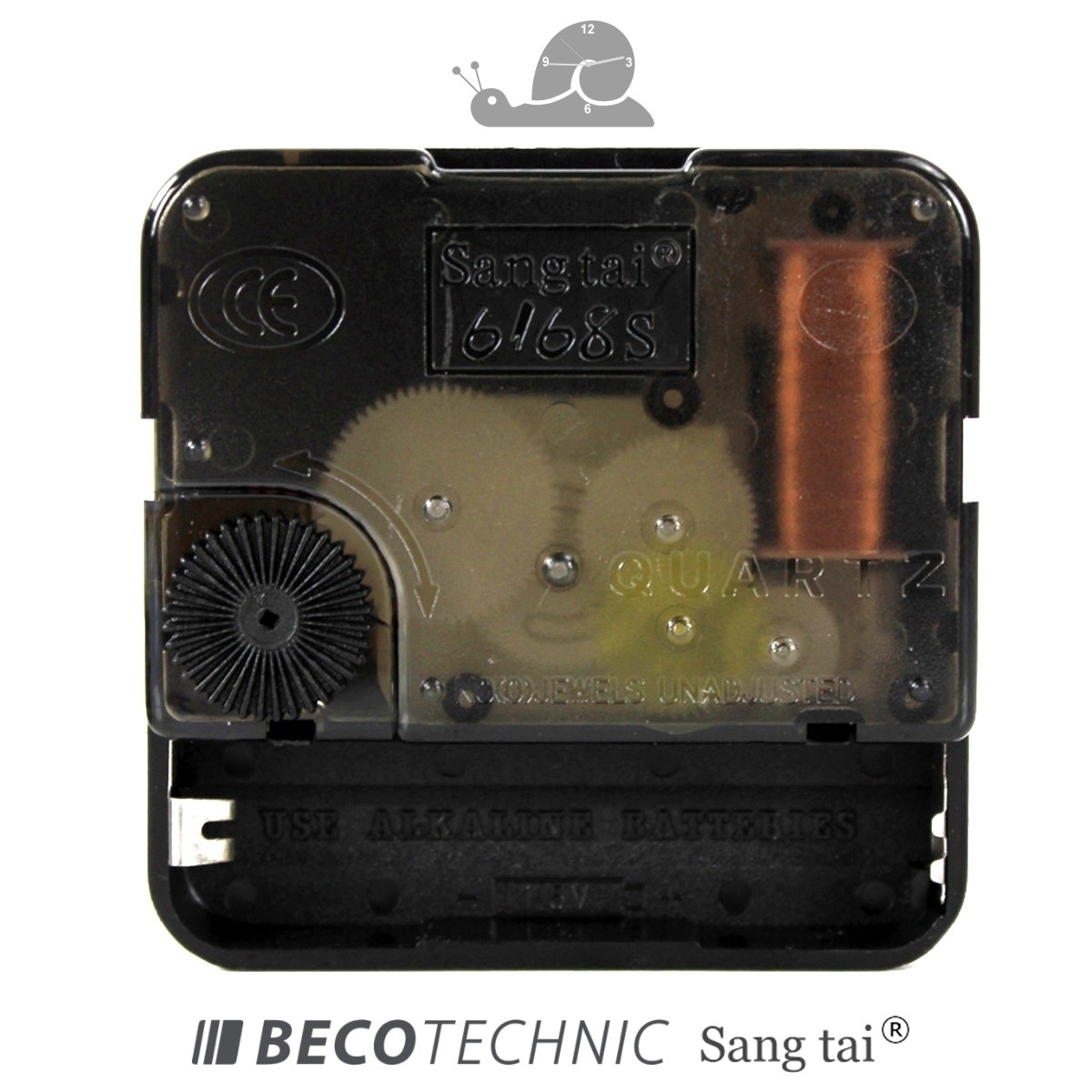 Quiet wall clock movement BECO 6168s creeping second 16.5mm Silent quartz clock movements