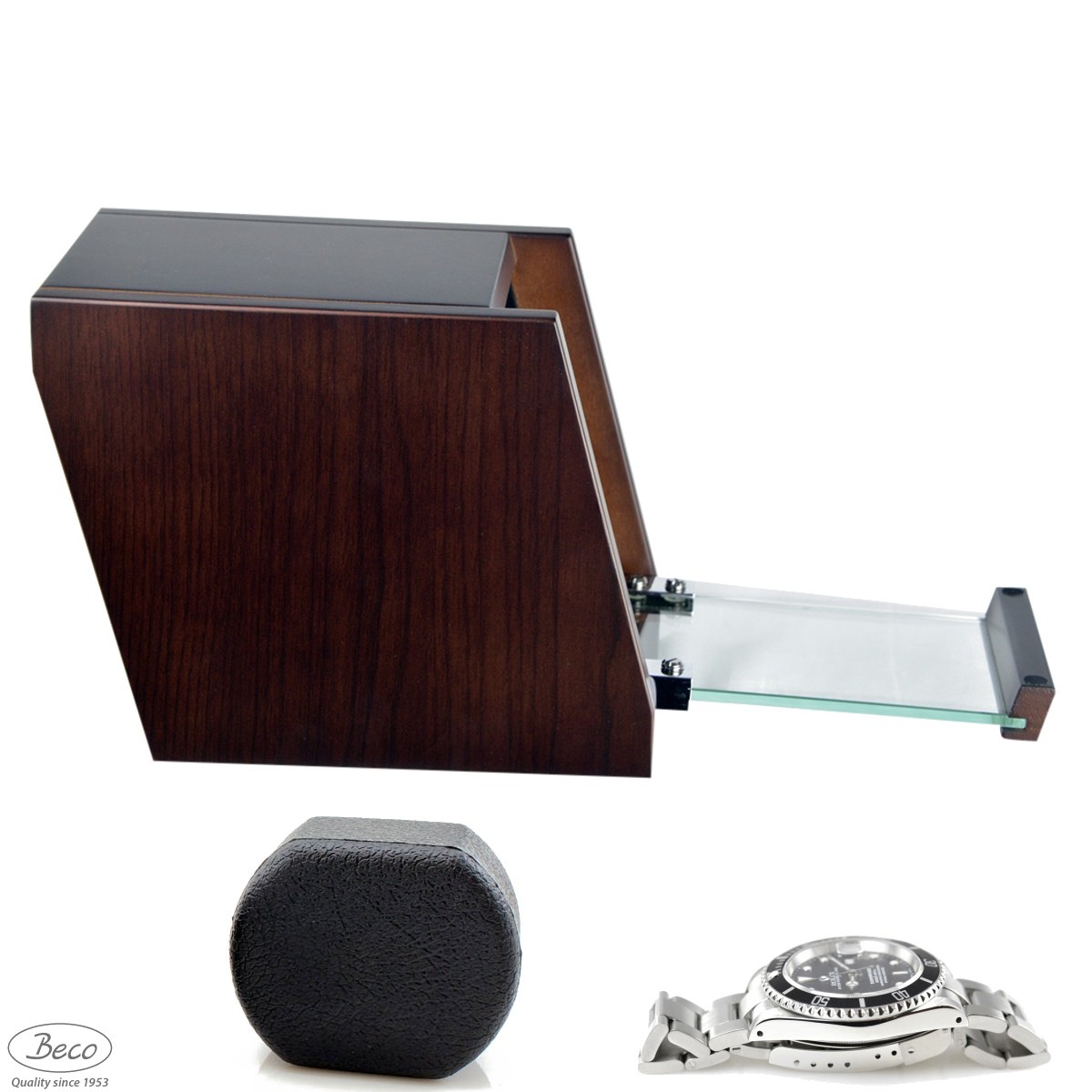 Uhrenbeweger Boxy Castle 1 Walnuss LED von Beco. Uhrenbeweger mit