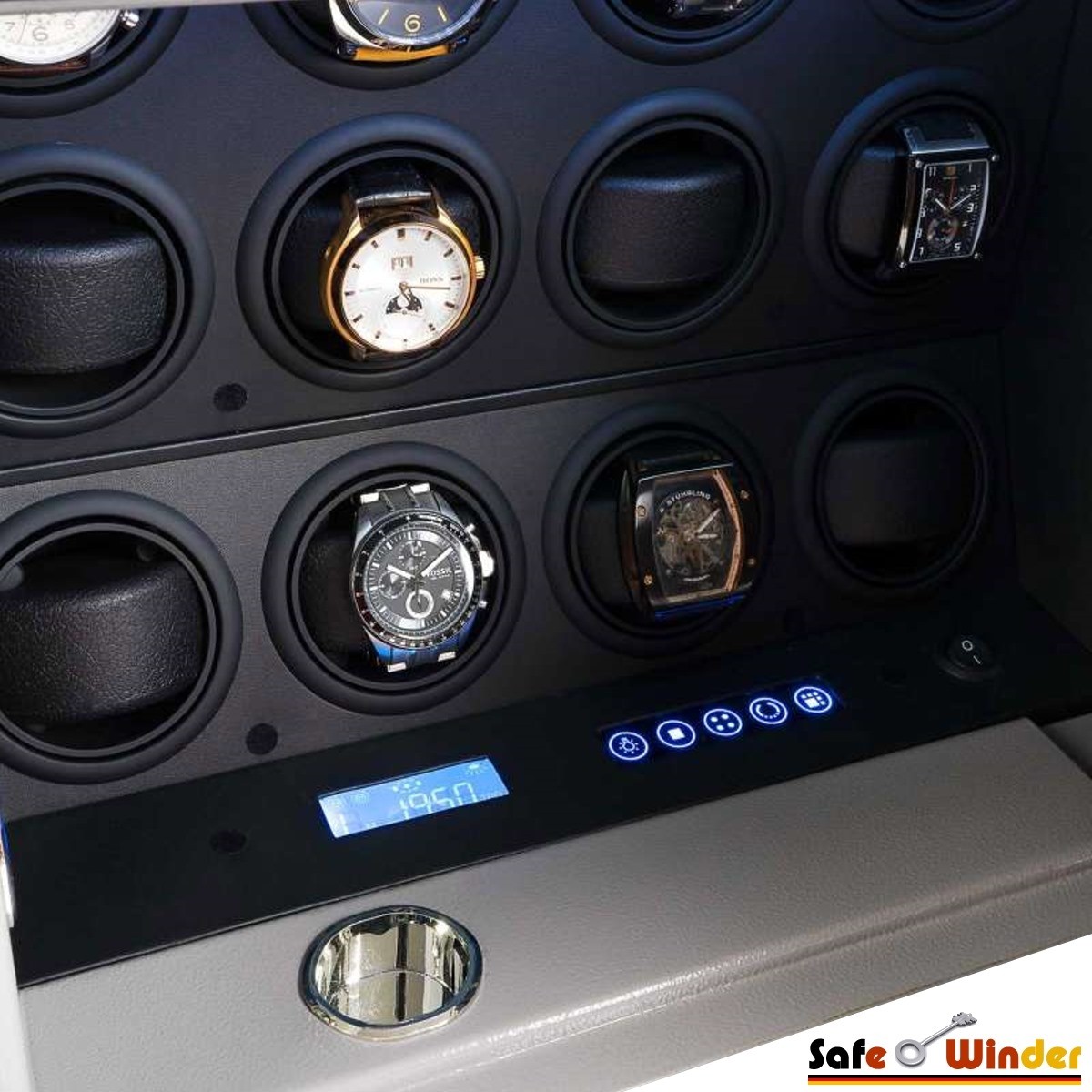 12 Uhrenbeweger in einem Safe Safewinder Type 12 S Uhrenbeweger