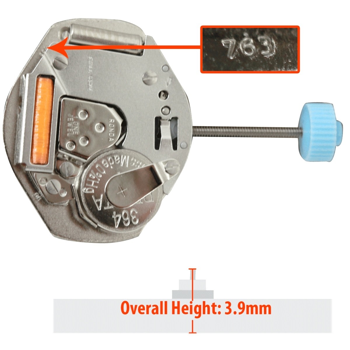 Replacement quartz watch movement RONDA 763 Replace Ronda quartz