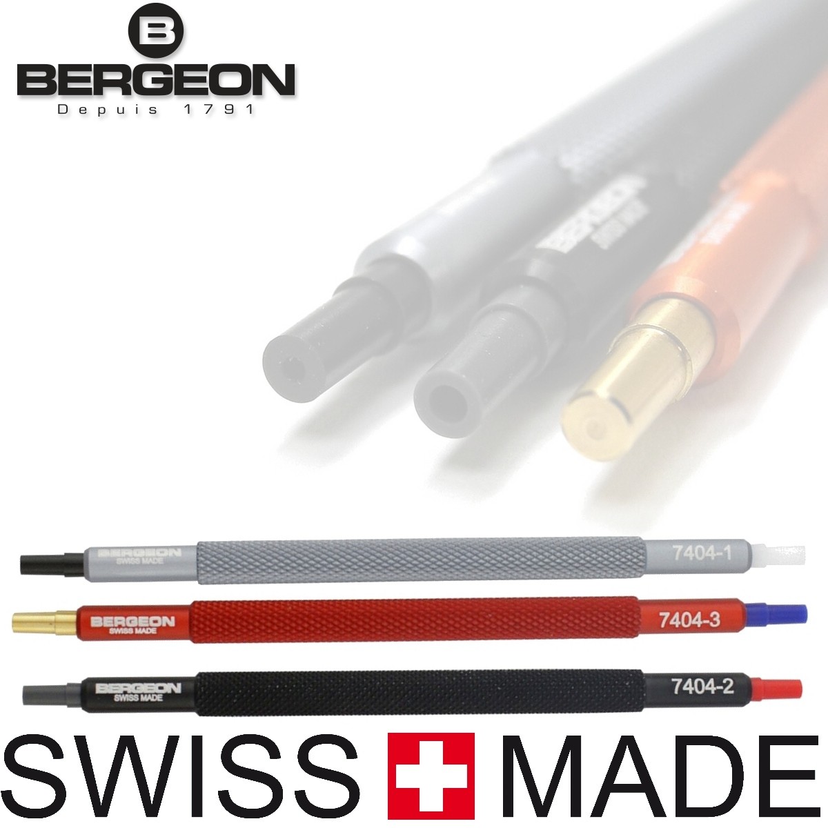 Bergeon 7404 Set of 3 Watch Hand Install Setting Tools A