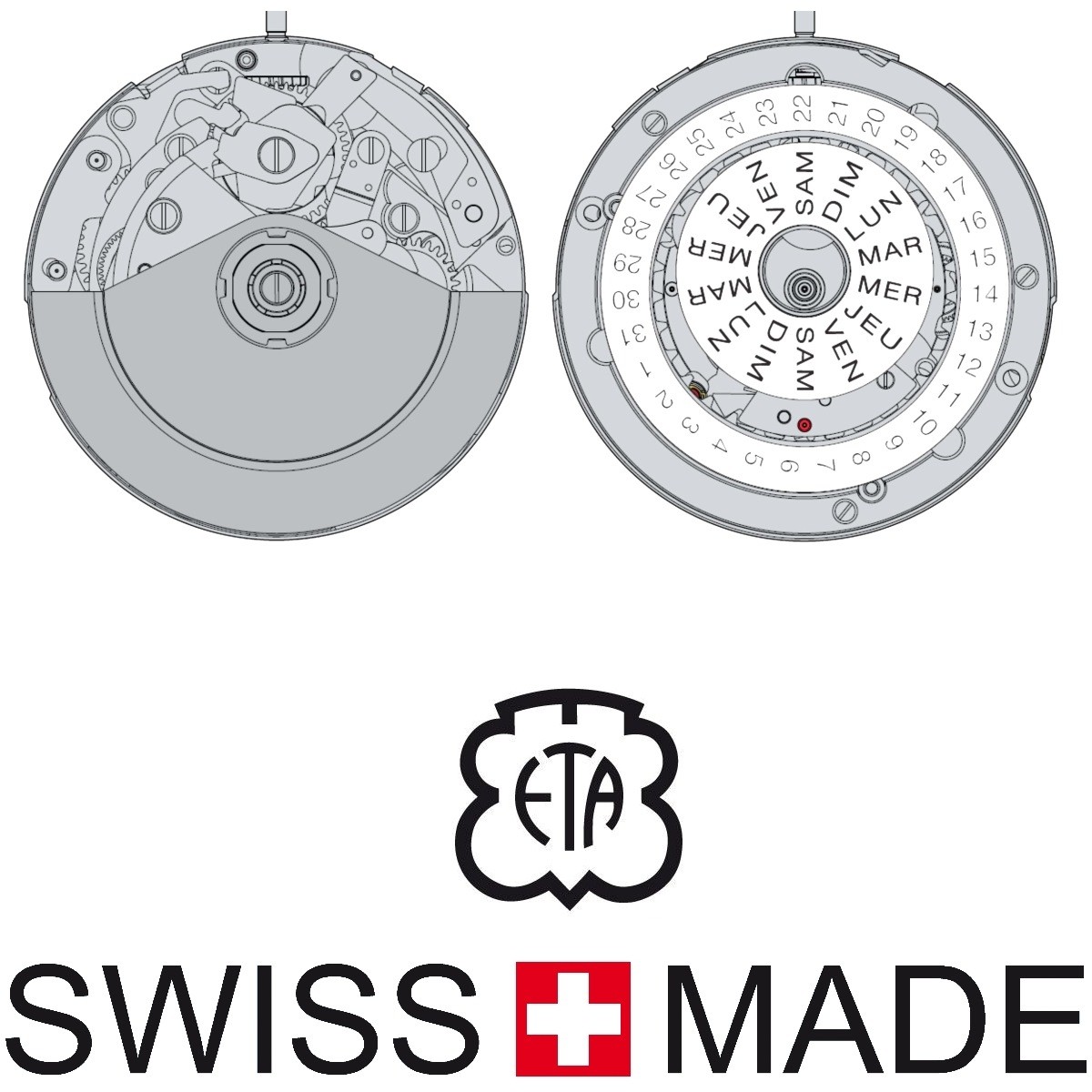 Day & Month Disc Set For ETA Valjoux 7751 Watch Movement - Choose From 8 Variations