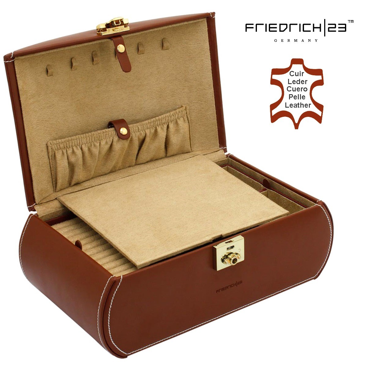 Friedrich|23 Schmuckschatulle Schmuckbox DIAGONA Braun ideal für die Schublade 