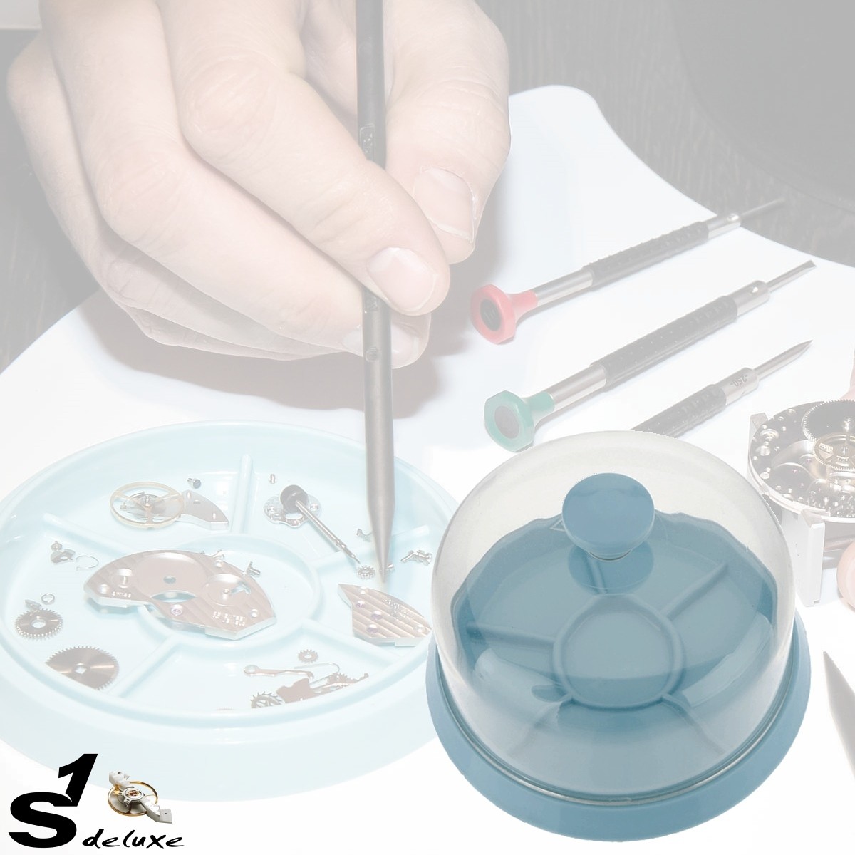 Dust cover and tray for watch parts - This dust protection is essential for watch repairs