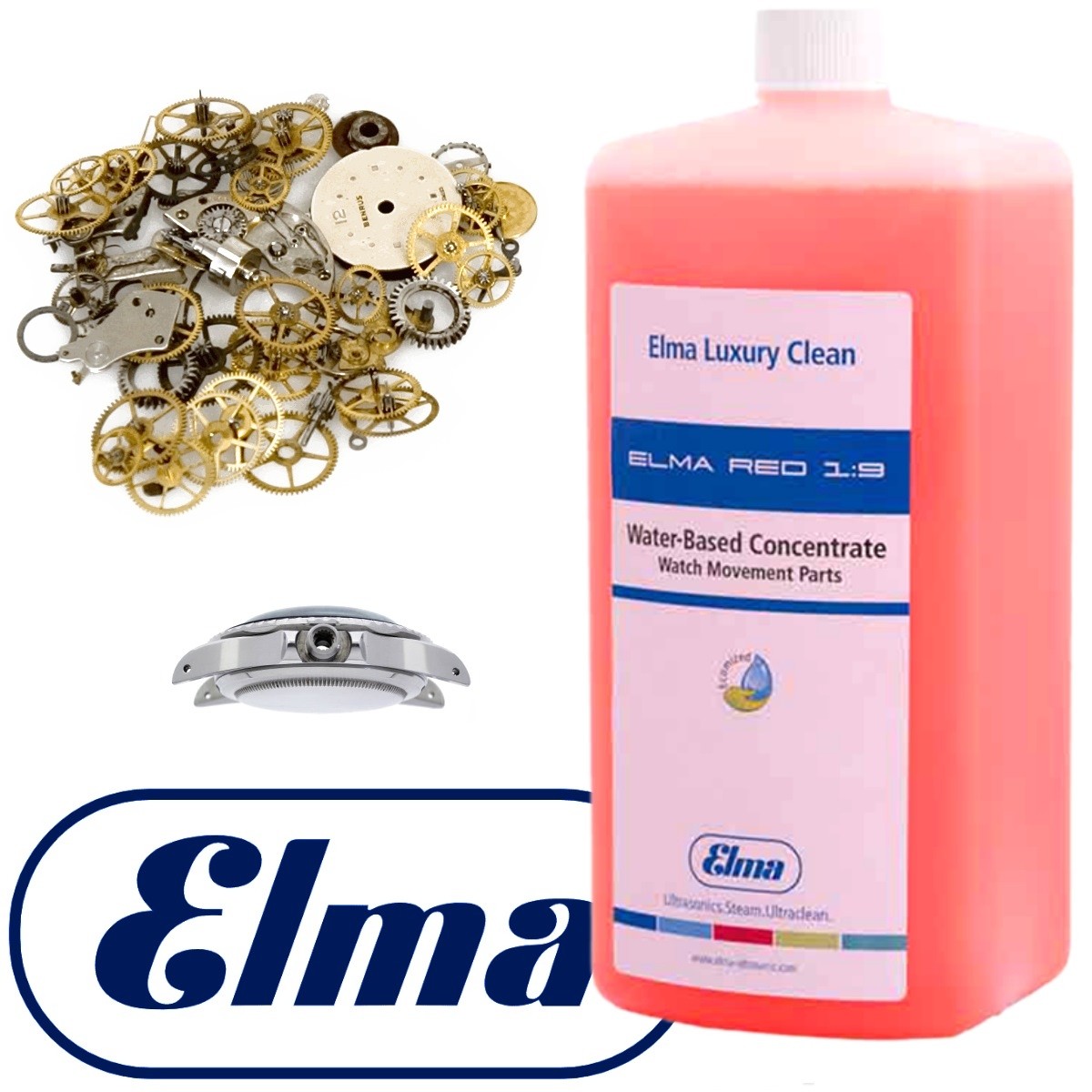 ELMA 1:9 RED watch parts cleaning solution - clean watch movement parts