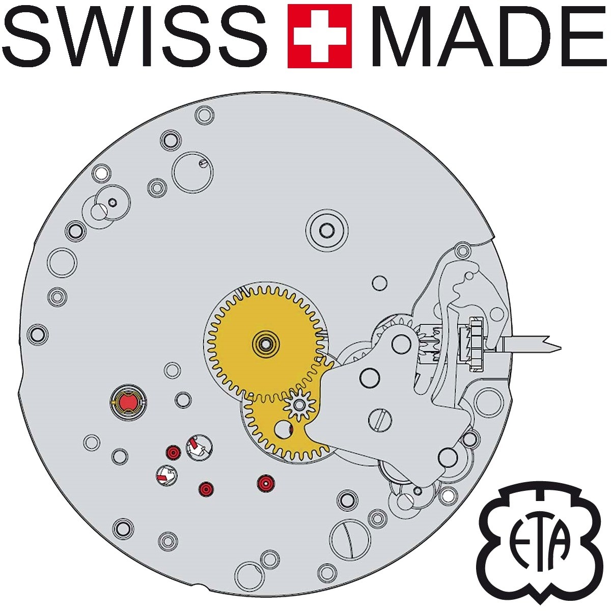 Unitas ETA 6498 1 SS Savonette watch movement Buy cheap swiss watch movementsby ETA
