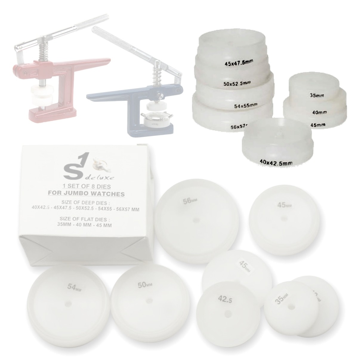 8 nylon dies XXL for watch case back press supplement for