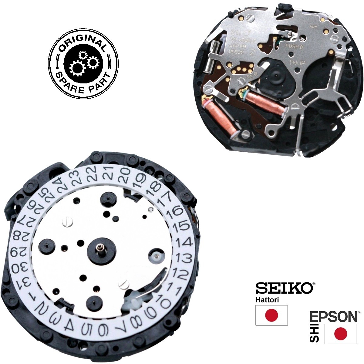 Hattori Chronograph watch movement VD53 QUARTZ Replace quartz