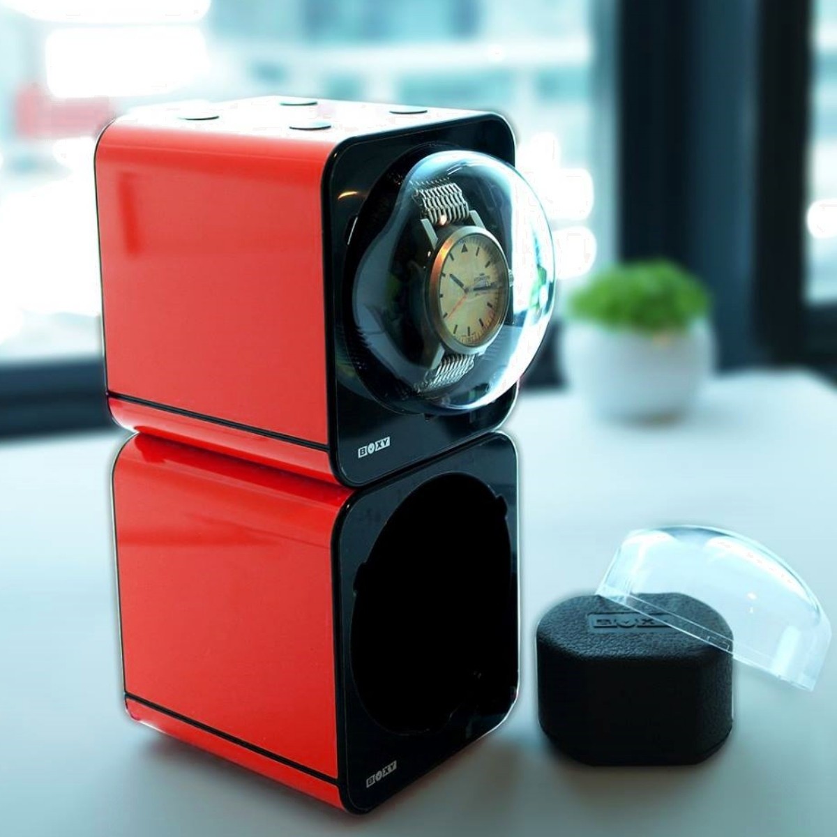 BECO BOXY FANCY BRICK watch winder RED module