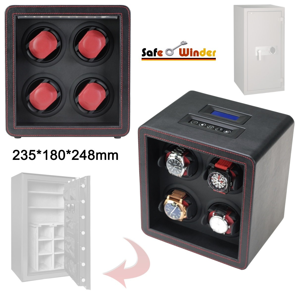 Safewinder Module Racing Watch Winder For 4 Watches For Safe Or