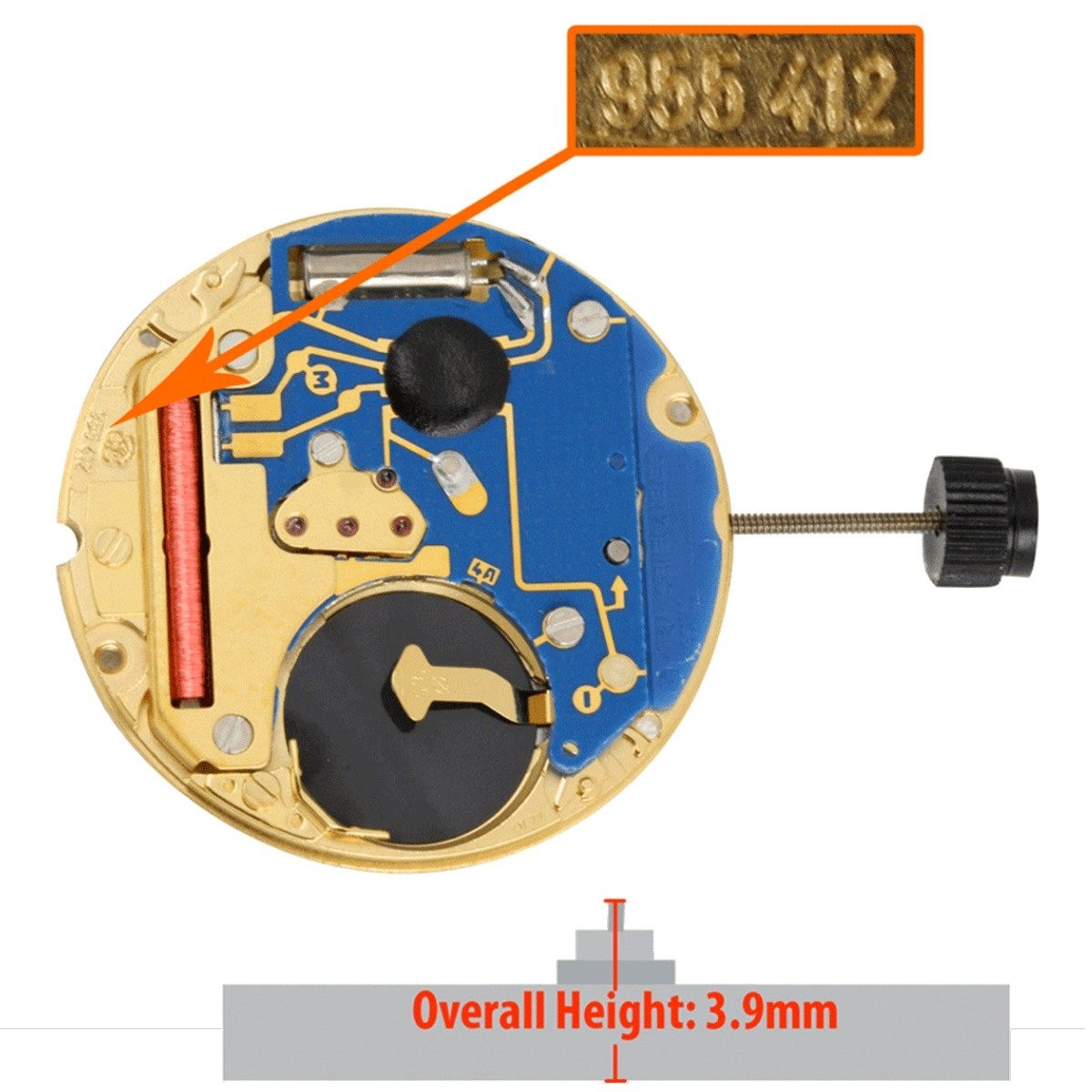 ETA 955.412 quartz watch movement with date Buy original movements from specialist retailer