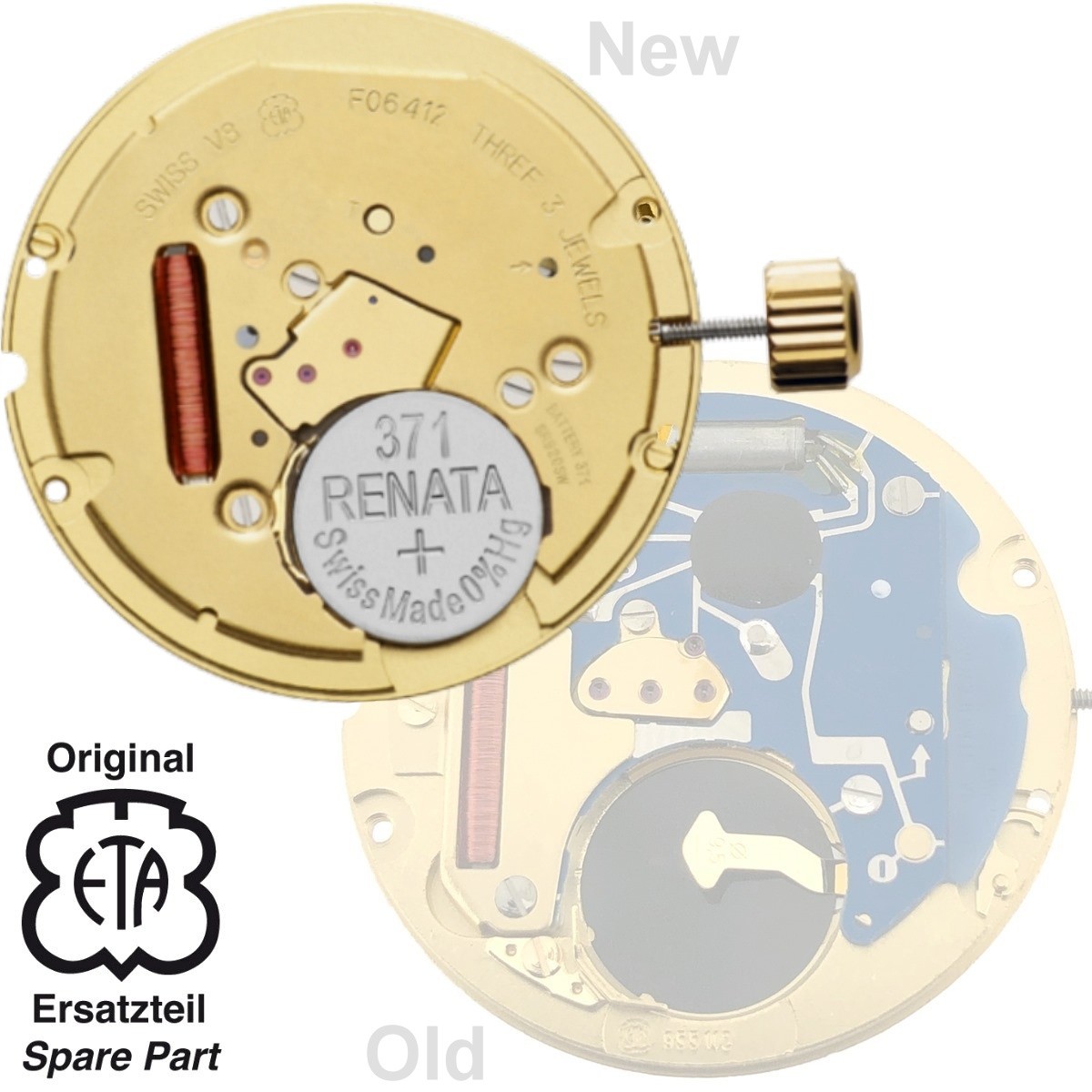 ETA 955.112 - F06.412 quartz watch movement with date