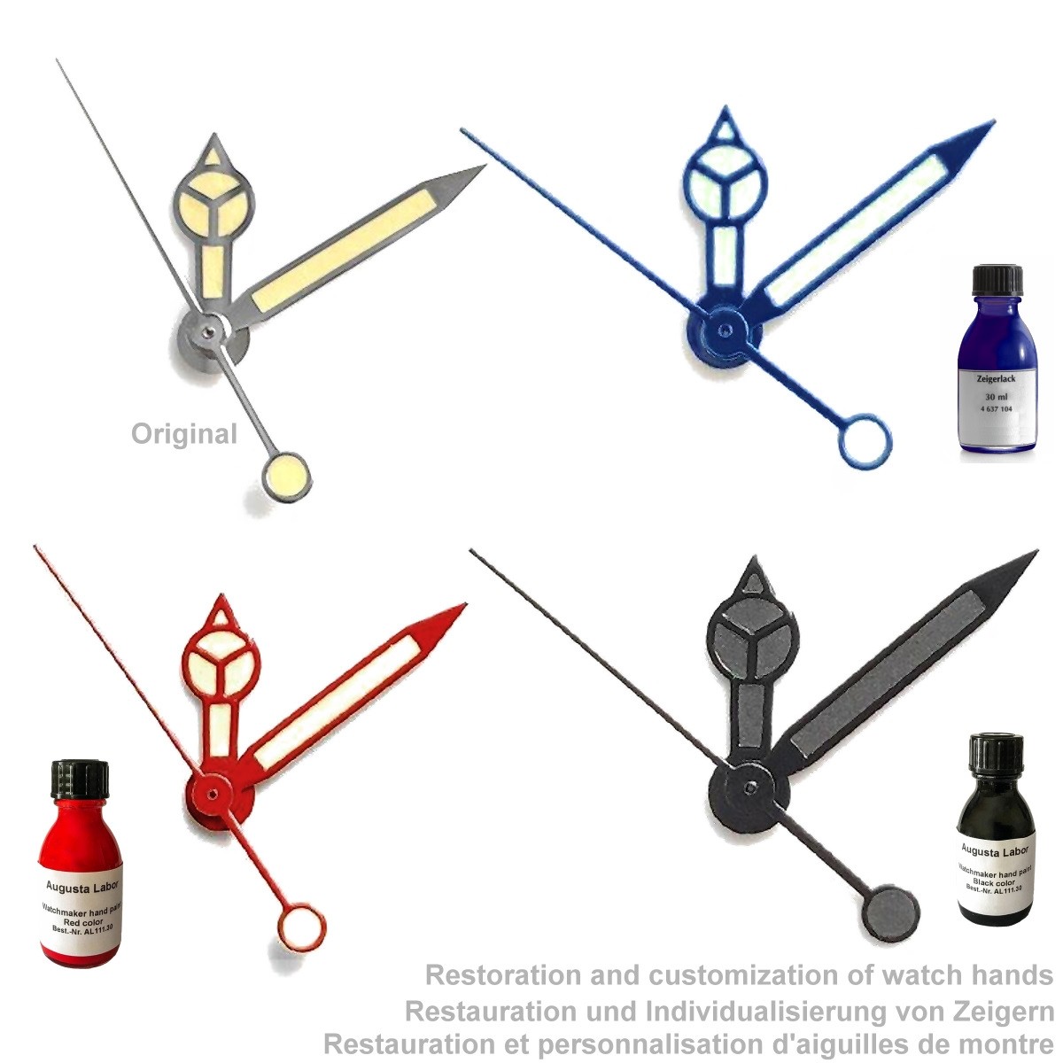 Watchmaker watch hands top