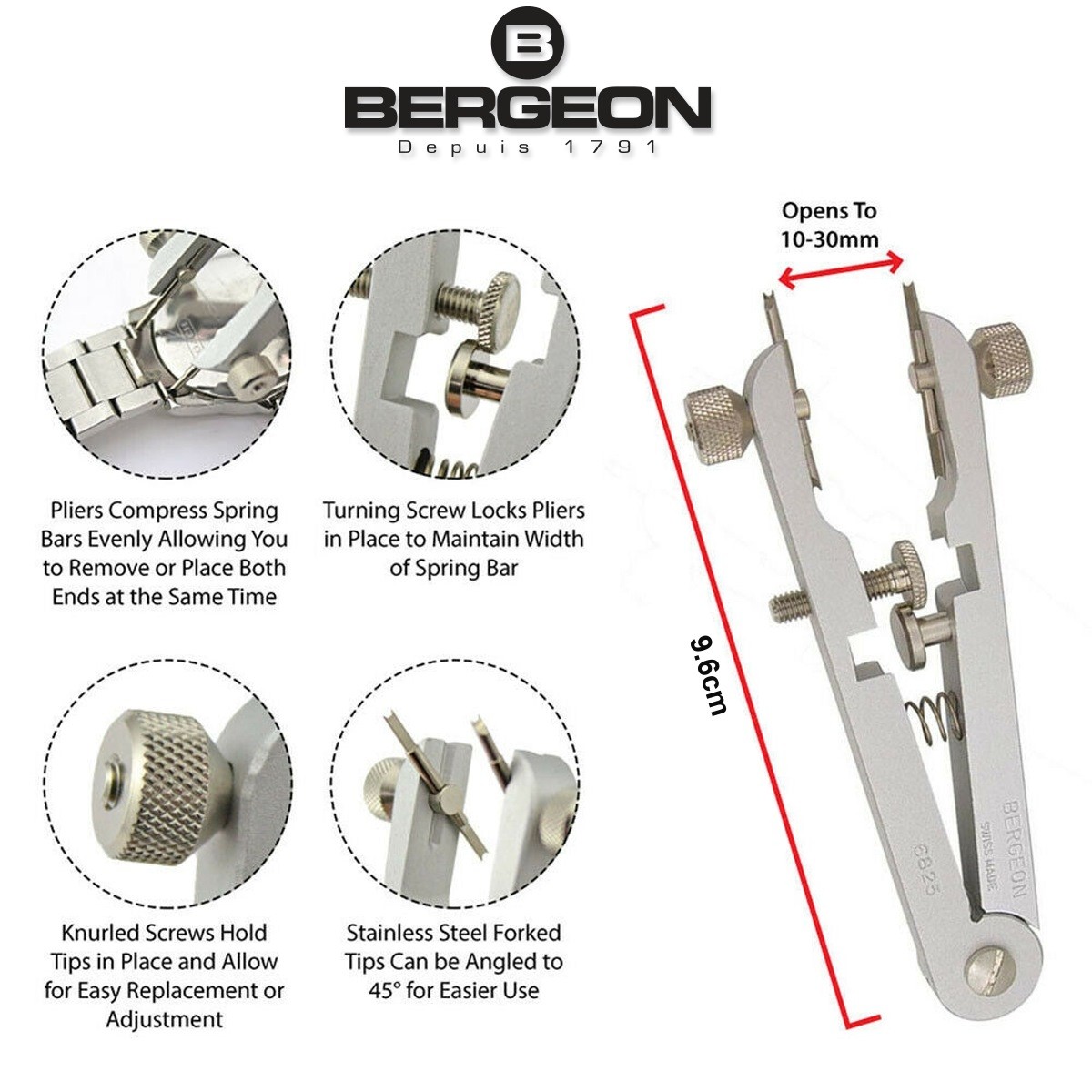 Set Pali Rivettabili Bergeon 1902 Per Orologiai - 36 Pezzi In Acciaio Temprato, Diametri Da 0.50 A 2.50 Mm, Svizzeri