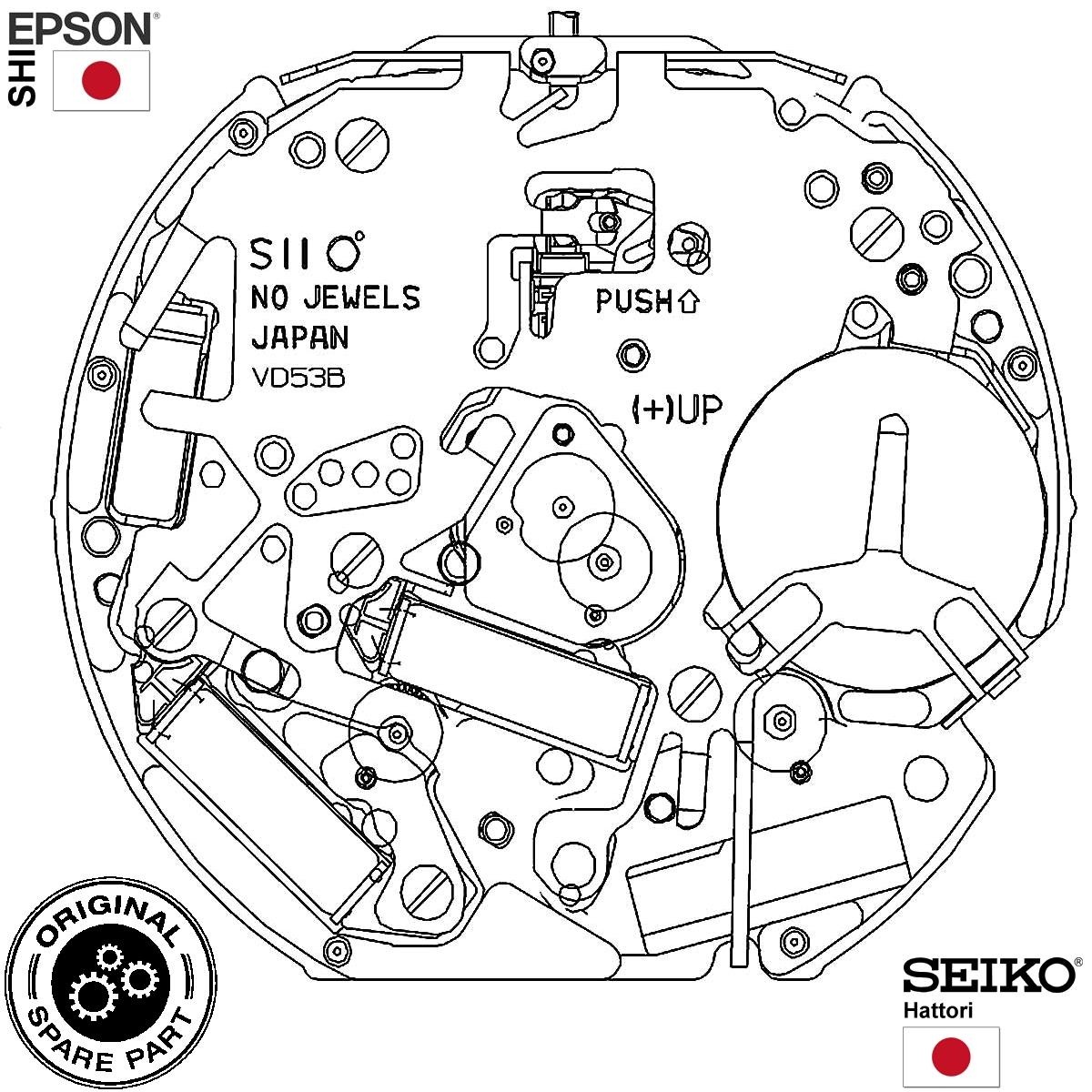 Hattori Chronograph watch movement VD53 QUARTZ Replace quartz