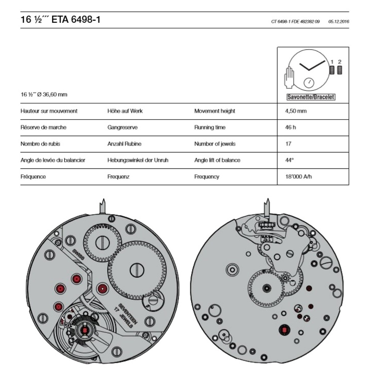 Watches with store eta 6498 movement