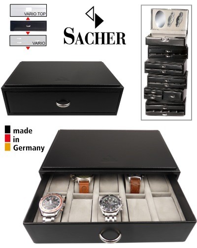 Stackable watch box SACHER VARIO MODUL 10S with drawer