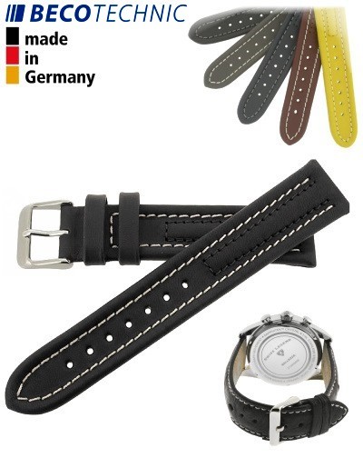 Beco Technic Watch Strap 20mm black / steel
