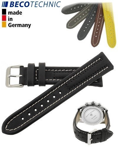 Beco Technic Watch Strap 22mm black / steel