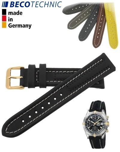 Beco Technic Watch Strap 22mm black / gold