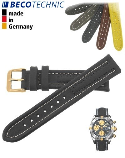 Beco Technic Watch Strap 20mm anthracite / gold