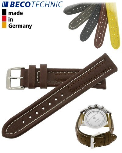 Beco Technic Watch Strap 24mm brown / steel