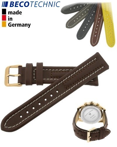 Beco Technic Watch Strap 20mm brown / gold