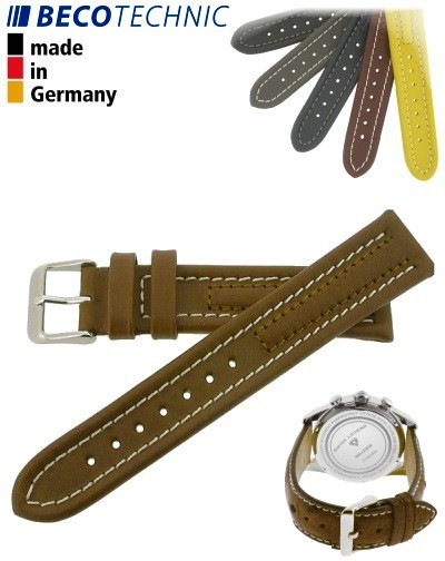 Beco Technic Watch Strap 20mm cognac / steel