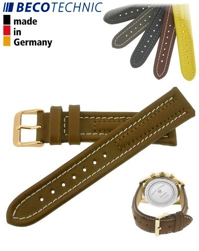 Beco Technic Watch Strap 20mm cognac / gold