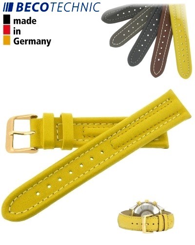 Beco Technic Watch Strap 20mm yellow / gold