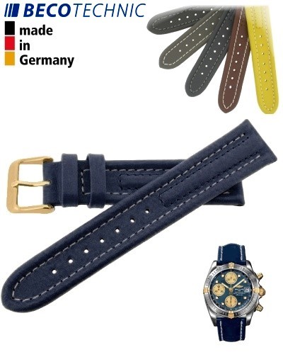 Beco Technic Watch Strap 20mm blue / gold