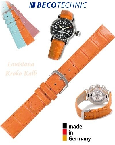 Watch strap LUISIANA croco calf orange 20mm