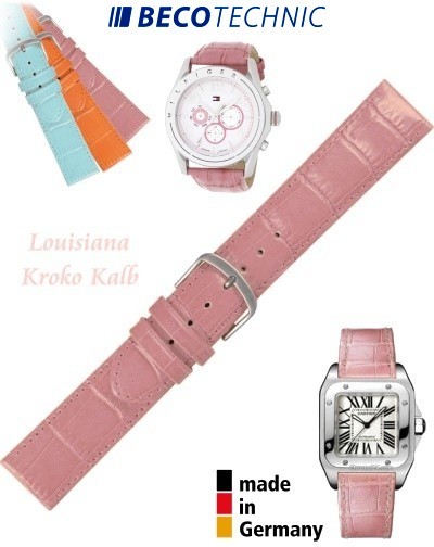 Watch strap LUISIANA croco calf pink 20mm