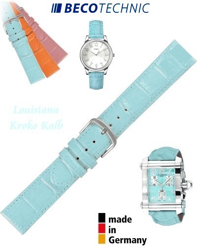 Watch strap LUISIANA croco calf Lagoon 20mm