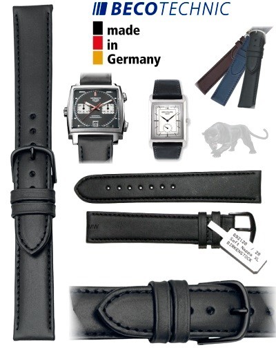 Leather watch strap 16mm NAPPA ALL BLACK