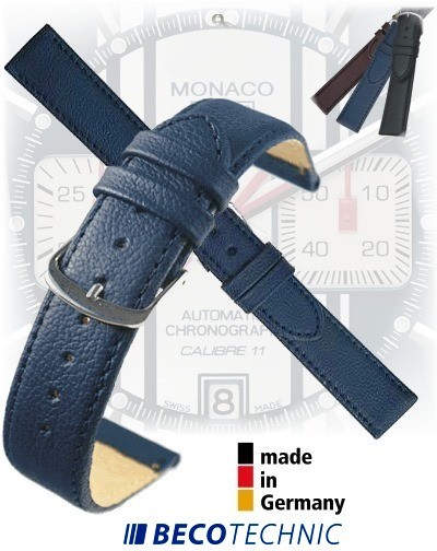 Leather watch strap NAPPA midnight blue 22mm steel