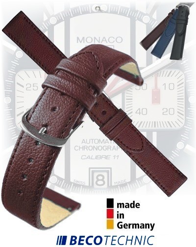 Leather watch strap NAPPA natural brown 22mm steel
