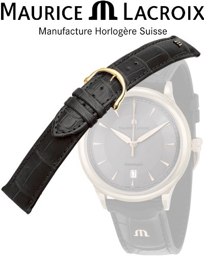 Maurice Lacroix watchstrap LOUISIANA black / gold 20