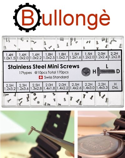 Assortment of 170 mini screws for watch case backs