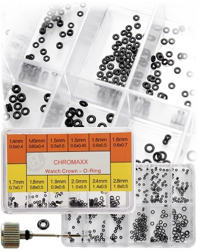 O-Ring Set for watch crowns, tubes and pushers CHROMAXX - spare parts for  watch repair