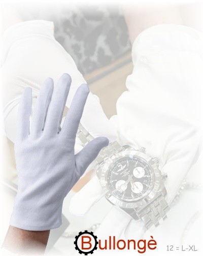 White cotton gloves for watchmaker, size 12