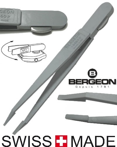 Bergeon 6460 P watchmakers plastic tweezers and a watch case opener for Swatch