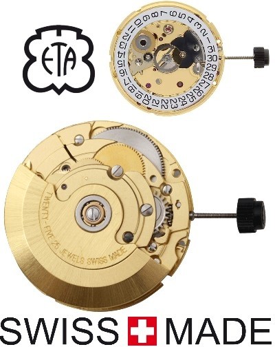 Gold plated watch movement ETA 2824 2 Buy original swiss made