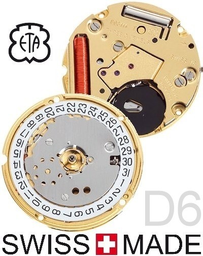 Quartz watch movement ETA F03.115 HeavyDrive Date 6 Buy an replace ETA F03115 movement DIY