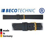 Leather watch strap 20mm NAPPA BLACK gold