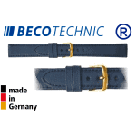 Leather watch strap NAPPA midnight blue gold 14mm