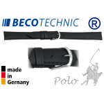 Leather watch strap Beco Technic POLO black 8 mm steel