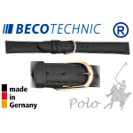 Leather watch strap Beco Technic POLO black 8 mm gold