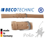 Leather watch strap Beco Technic POLO beige 8 mm steel